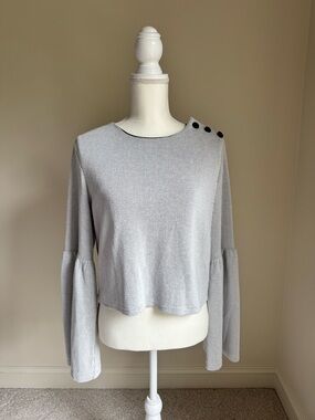 ENGLISH FACTORY Black/Gray Flared Bell Sleeve Top or Blouse Sz M
